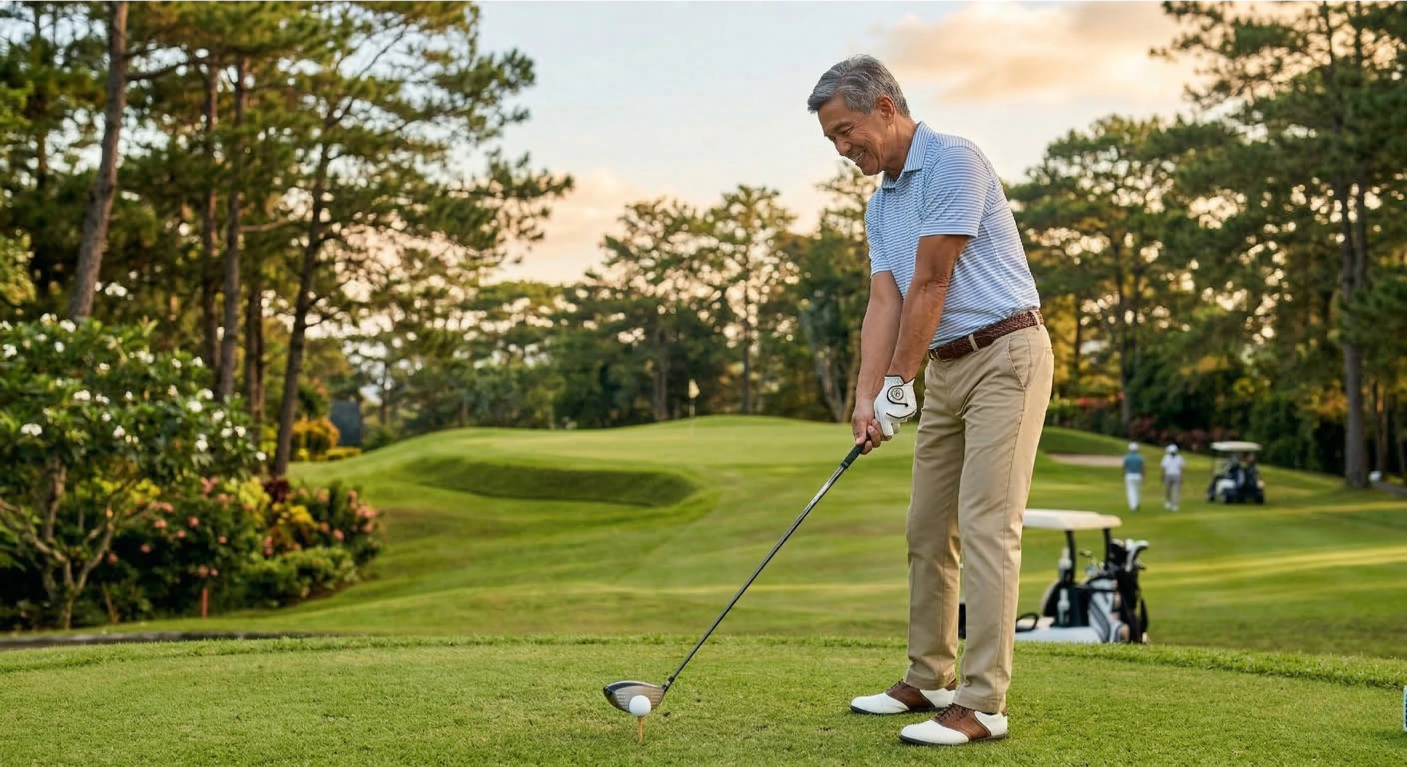 Active Filipino man playing golf